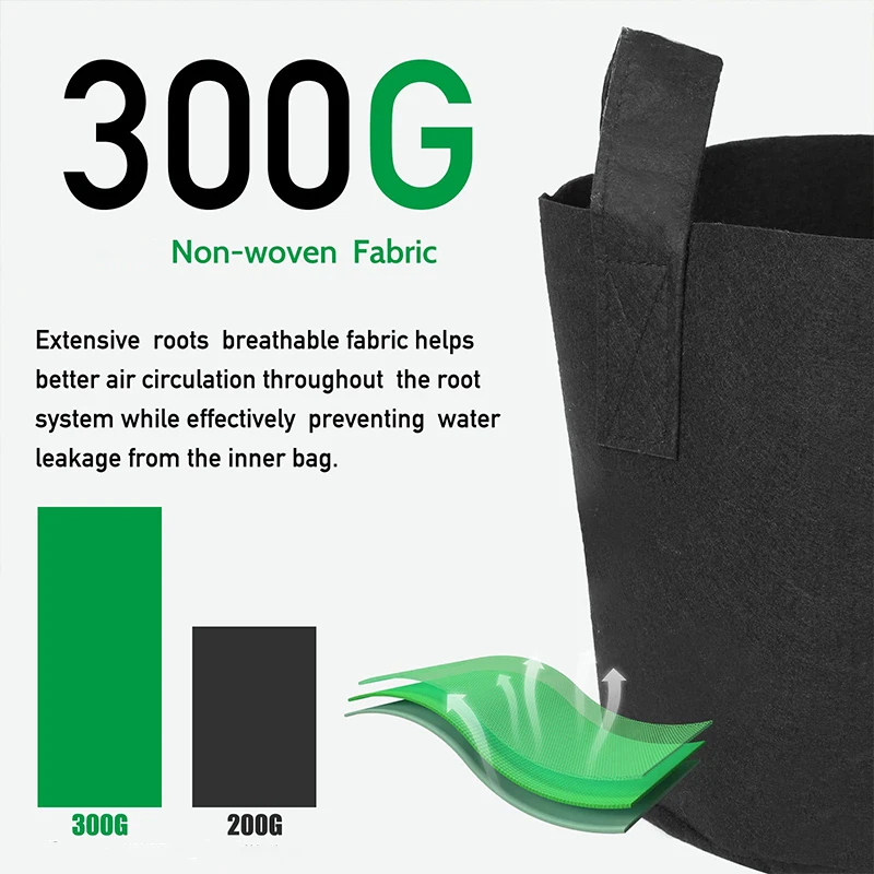 Convenient Design Black Garden Planter Fabric Pot Plant Grow Bag with Handles