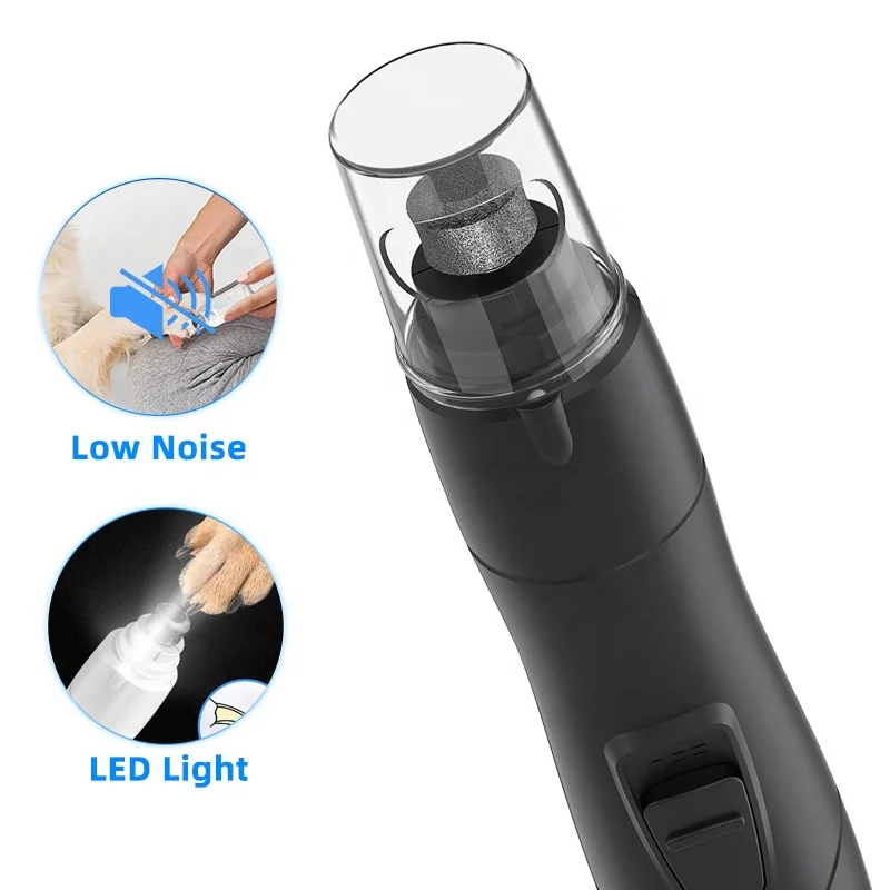 
Manufacturer Free Sample Wholesale Dust Cover Electric LED Cat Dog Nail Grinder Pet Supplies 