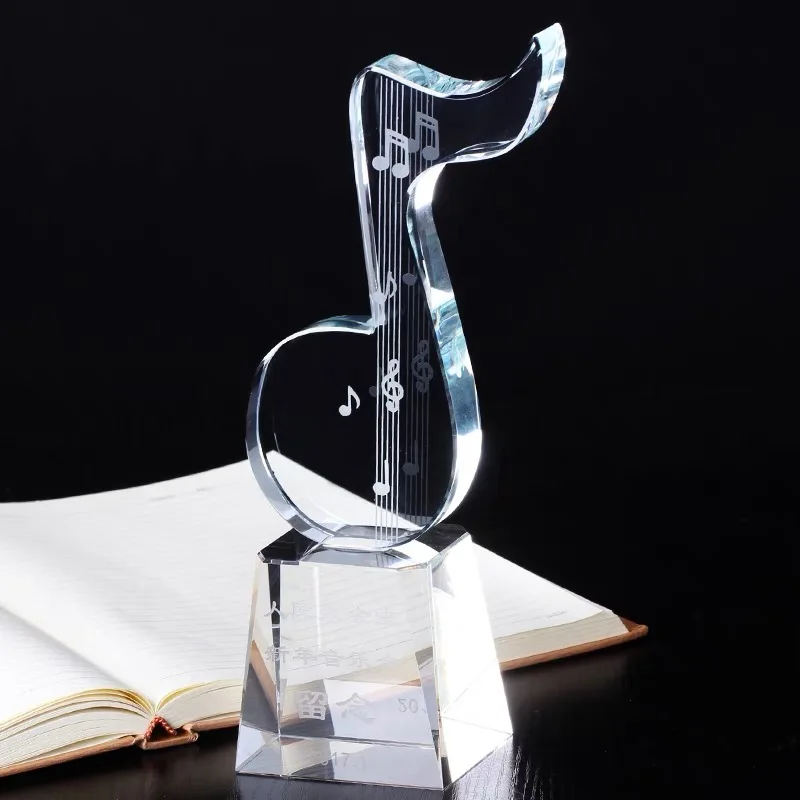 Adl Crystal Glass Music Note Guitar Microphone Violin Trophy Awards Crystal Crafts Acrylic Awards Souvenir Gifts