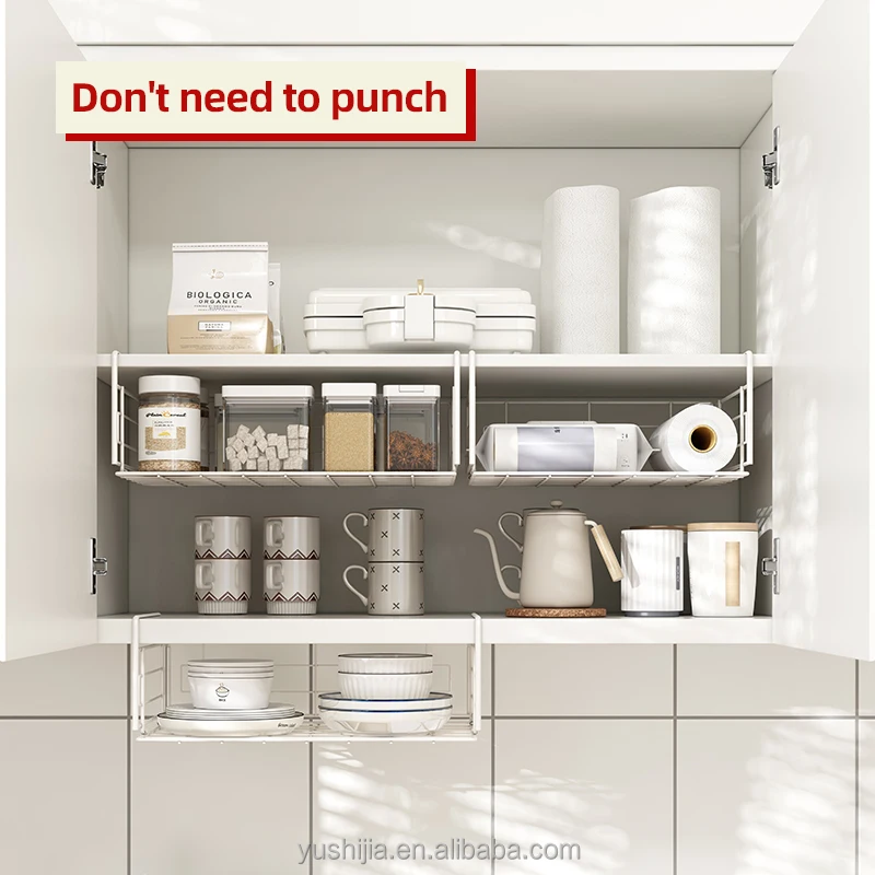 folding metal basket organizer hanging cabinet organizer shelves