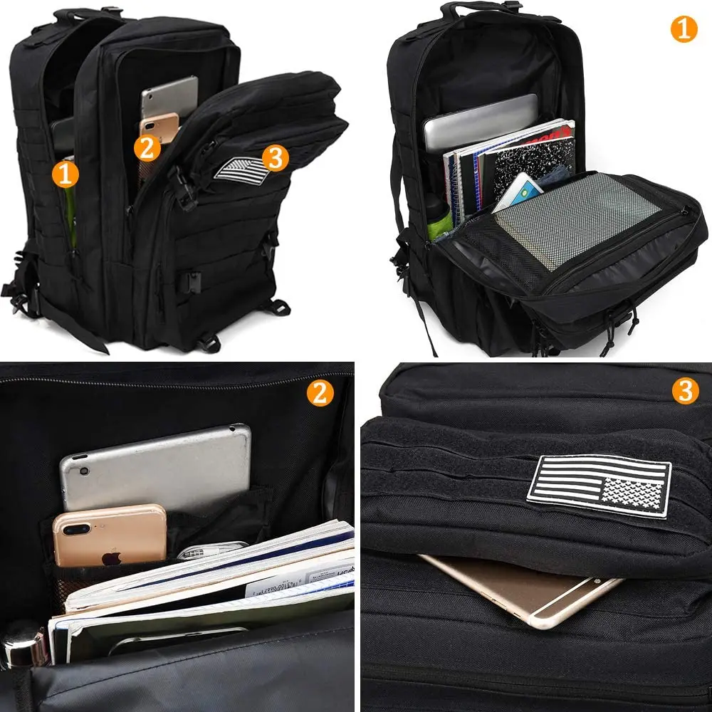 Custom Logo Molle Rucksack 45L Tactical Backpack Assault Bag With Waterbottle First Aid Holder