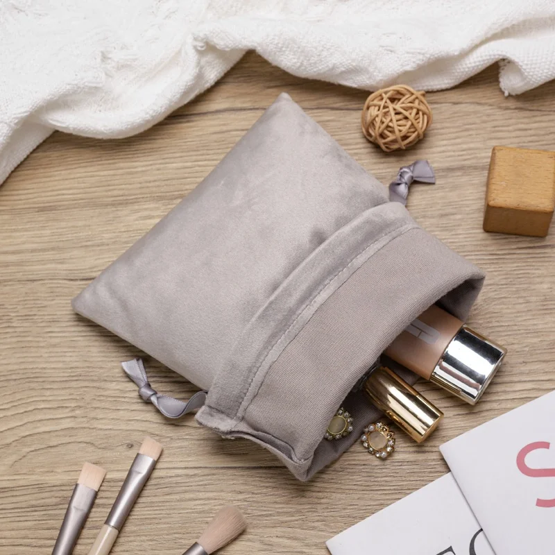 Factory Custom Design Velvet Envelope Gift Jewelry Packaging Gray Storage Jewelry Velvet Pouch Bags