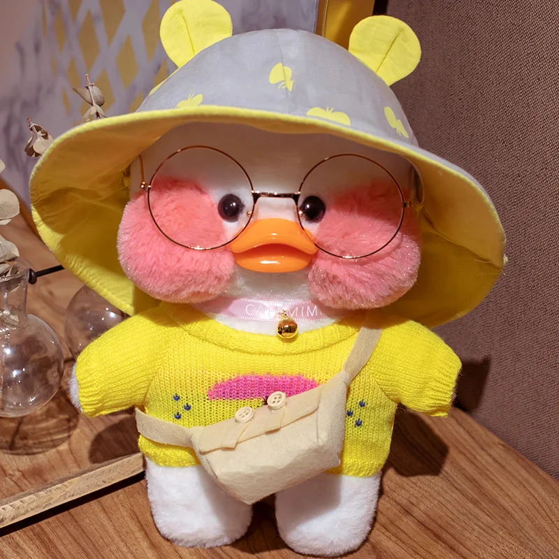 12 Inches Stuffed Duck Doll Stuffed Animal Popular Toy for Girl Yellow Pink White Plush Duck Toy in Clothes lalafanfan