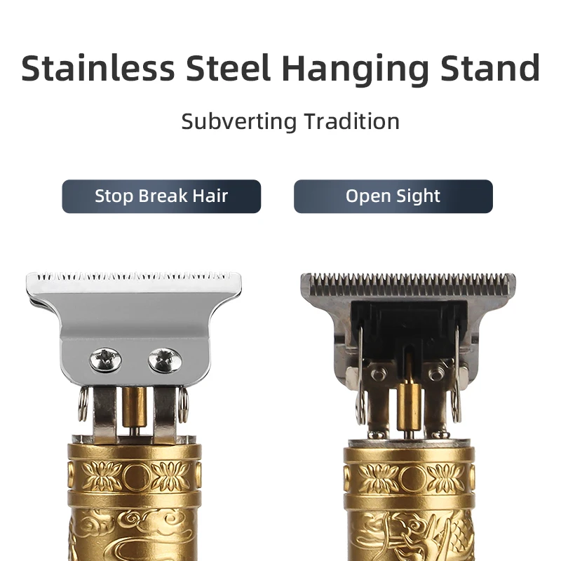 Maquina de Cortar Pelo Profesional USB Rechargeable Gold Vintage T9 Hair Clipper Electric Hair Trimmer