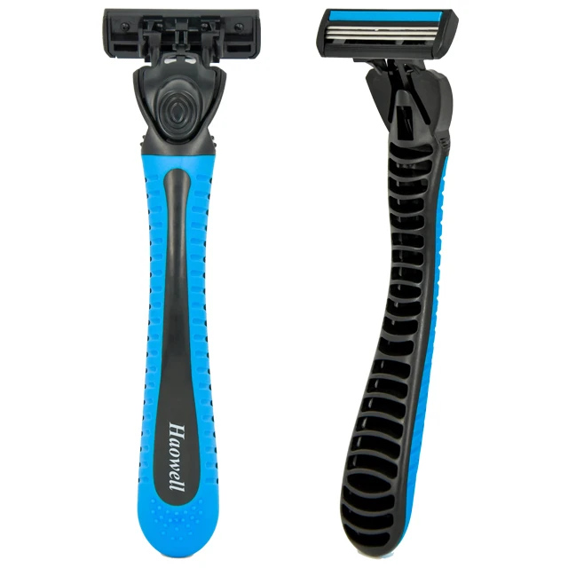 HW-B378DL  Haowell stainless steel sharp triple three 3 blade disposable shaving razor  for men/ women wet shaving daily use
