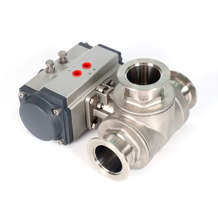 Pneumatic 3-way T/L type Ball Valve Sanitary Grade Stainless Steel 304/316L