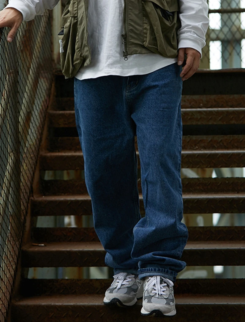 Bulk Wholesale Streetwear Vintage Washed Straight Leg Baggy Jeans Pants Men