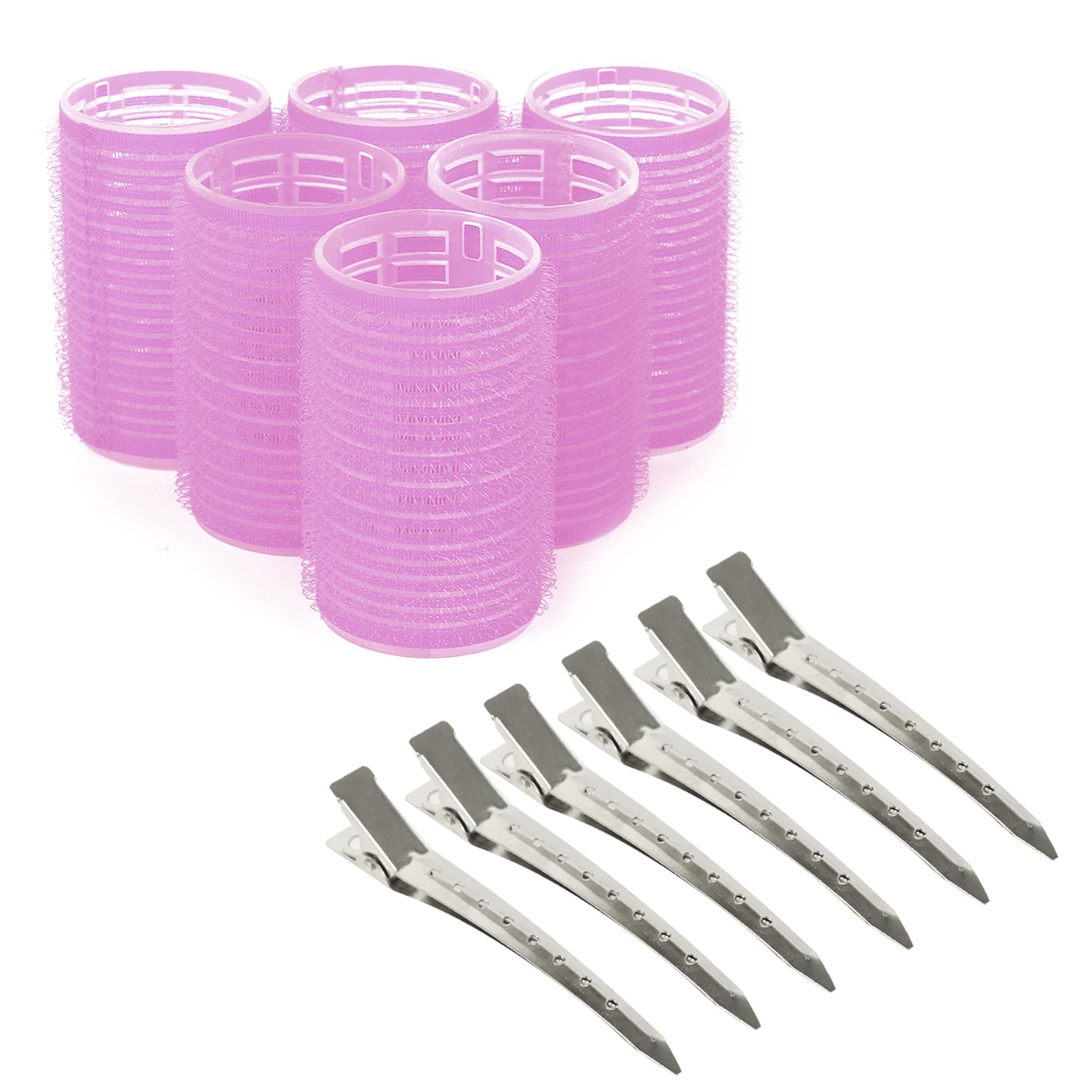 In Stock Hair Roller Set For Medium Hair Curler Rollers For Blowout Look 36mm 6 pieces Purple Color With Metal Hair Clips