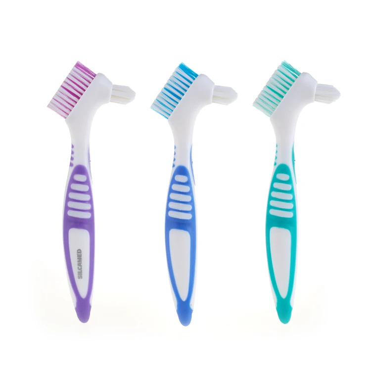 Plastic OEM  double head hard nylon bristle brush denture Colorful