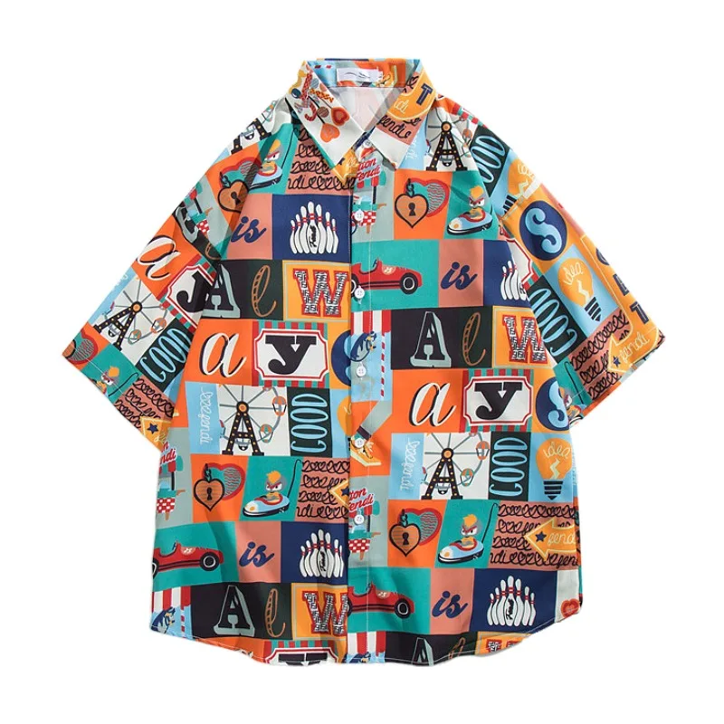 China Manufactory Summer Custom Bowling Shirt Cotton Printed Beach Hawaiian Shirts Suppliers