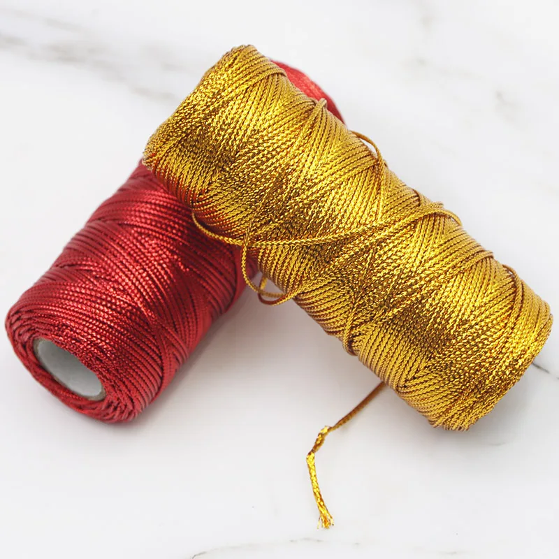 (100m/ Roll)16 Strand Braided Hollow Gold Wire Thread Rope Christmas Gift Packaging Handmade Flowers To Make Design Flower Cake
