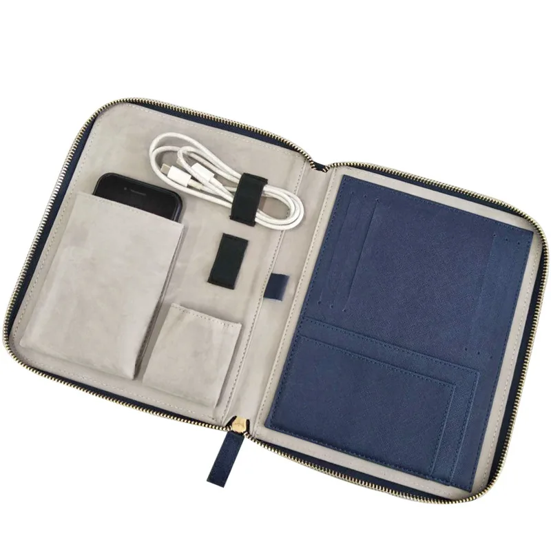 Bulk Supplier Multi-function Saffiano Leather RFID Family Travel Passport Holder Wallet Large Capacity with Zipper Closure