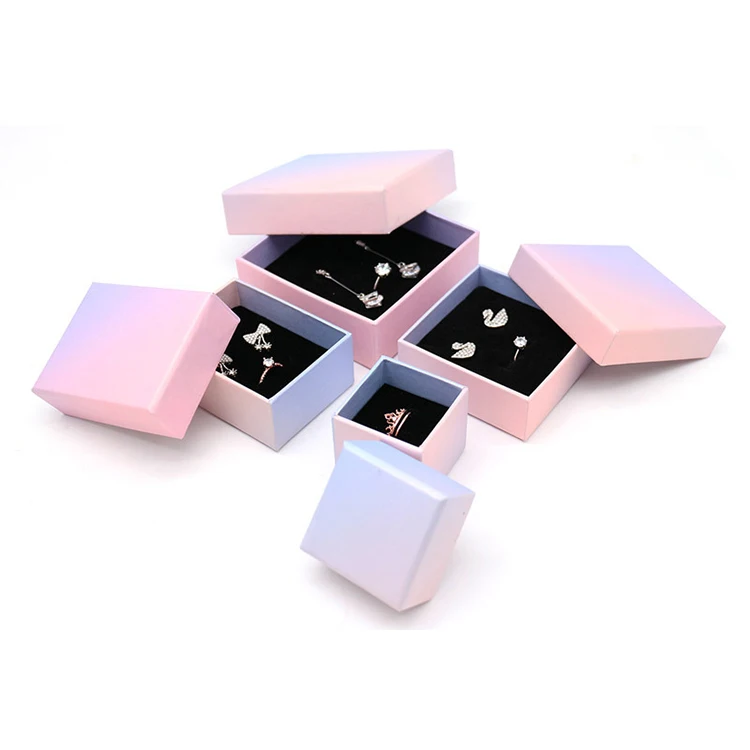 high quality pink jewelry cardboard gift box with black insert