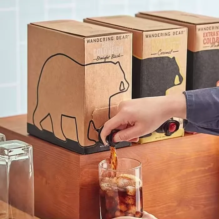 custom Beverage hot cold drink server share coffee paper carrier coffee BIB dispenser Wine Juice Water Liquid Bag In Box
