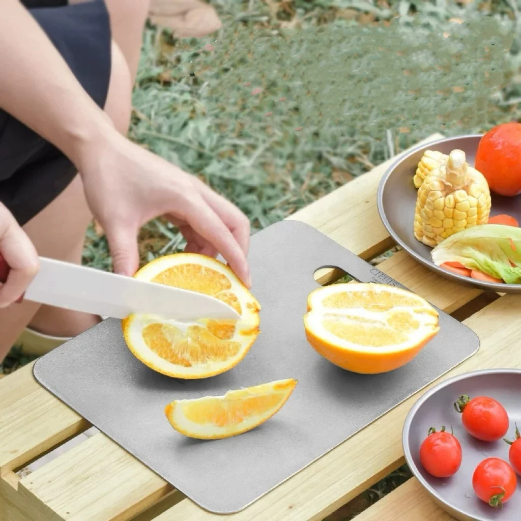 Titanium cutting board camping accessories Premium Double Sided Design Durable pure titanium Choping board by PYTITANS