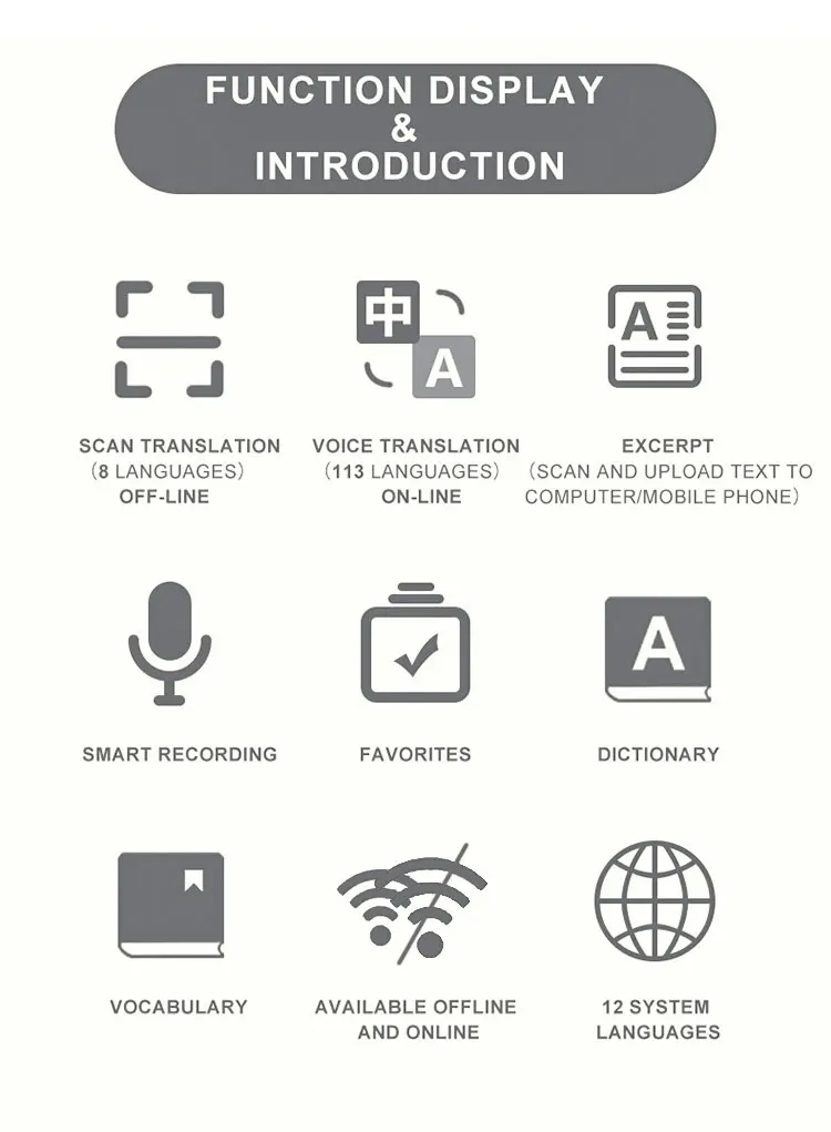 Factory Price Reading Pen with Language Scanning and Voice Translation Pen intelligent dictionary pen