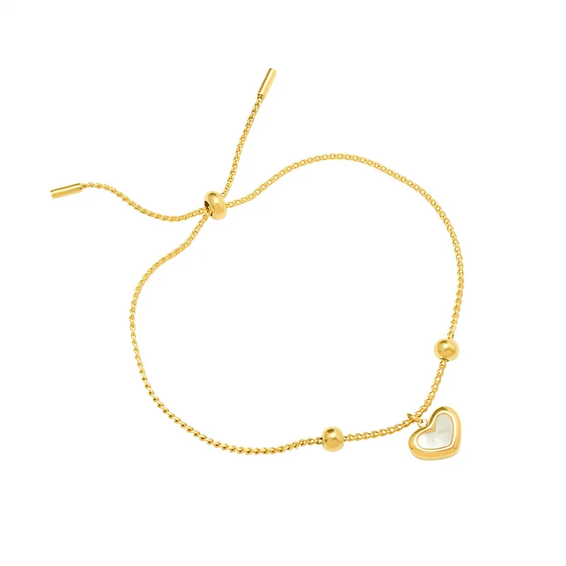 Stainless Steel Plated 18K Real Gold Trend Korea Style Peach Heart  Tarnish Free Bracelet