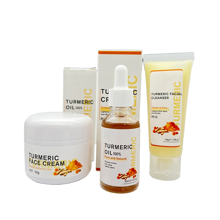 Best skin whitening 100% natural organic private label women skin care Chinese herbal turmeric skin care set