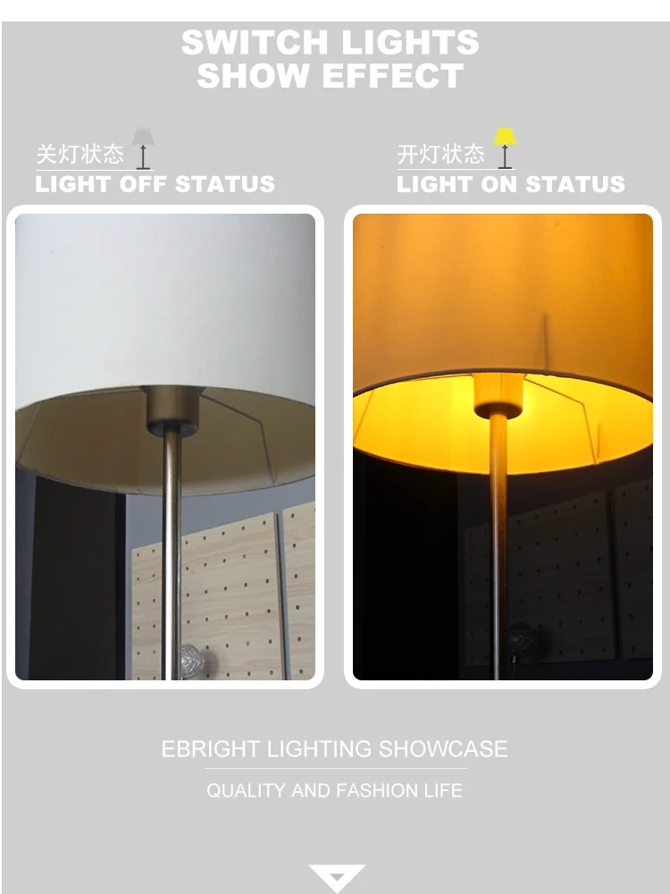 Chinese Wholesale Contemporary White Fabric E27 Halogen Bulbs Design Residential Modern Metal Floor Lamp