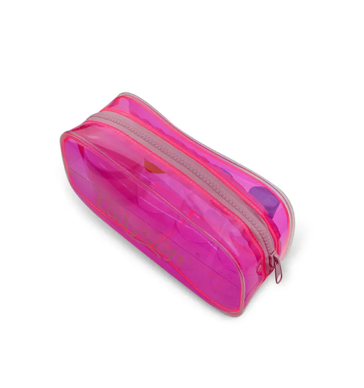 PVC Waterproof Custom Pouch Luxury Beauty Makeup Bag Zipper Closure Travel Cosmetic Bag Pink with printed Logo