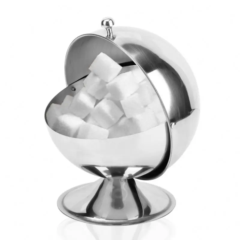 New Design 13cm Ball Shape Coffee Canister Salt Storage Pot Spice Jar Stainless Steel Sugar Pot