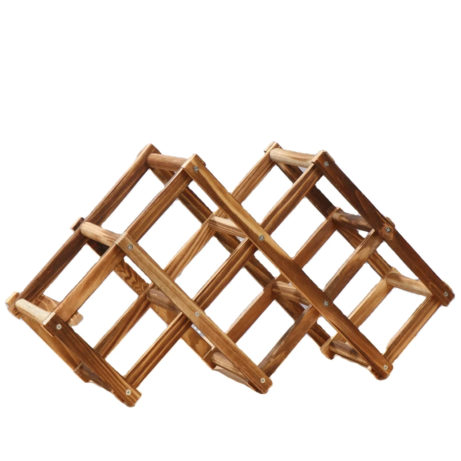 Foldable Wine Rack Countertop Wooden Bottle Holders Stands Counter Display Shelf 6 Bottles