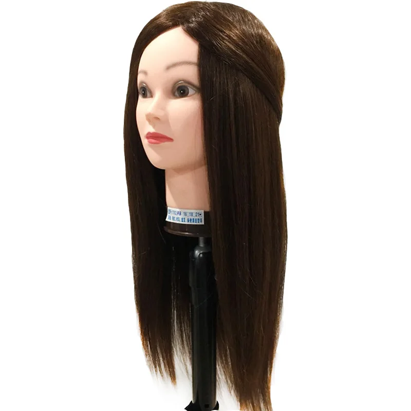 Wanda hairdressing headform real hair practice head model head doll head headform can roll hot blow