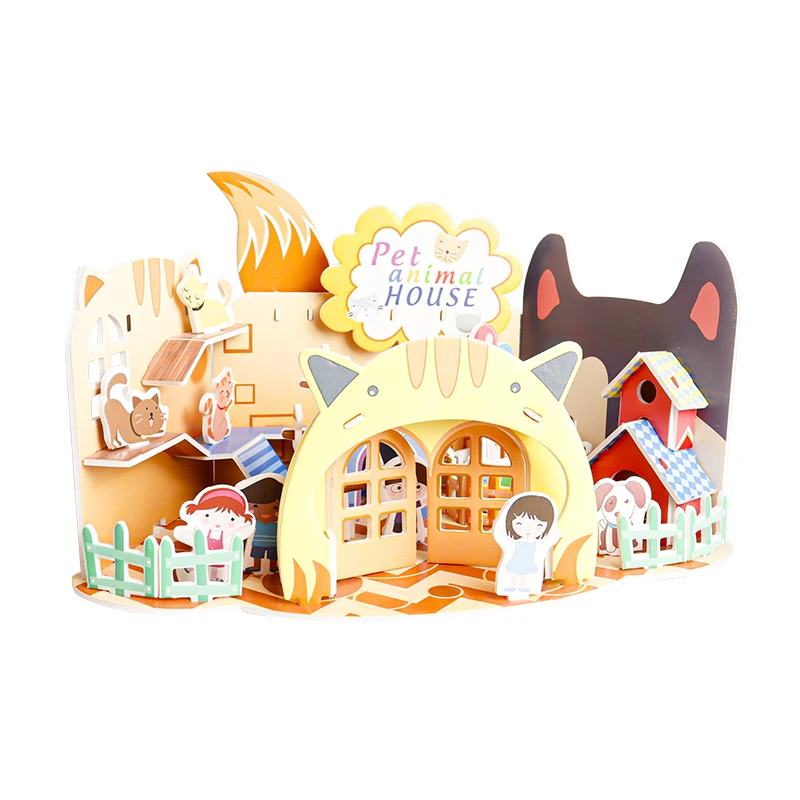 3D Bedroom House Puzzle 3D Kitchen Room Bedchamber Cookhouse Dollhouse 3D Paper Puzzle