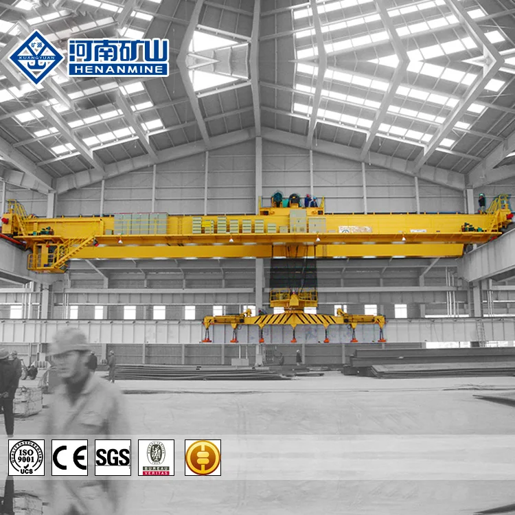 QC type A6 10ton electromagnetism bridge crane for handling iron filings