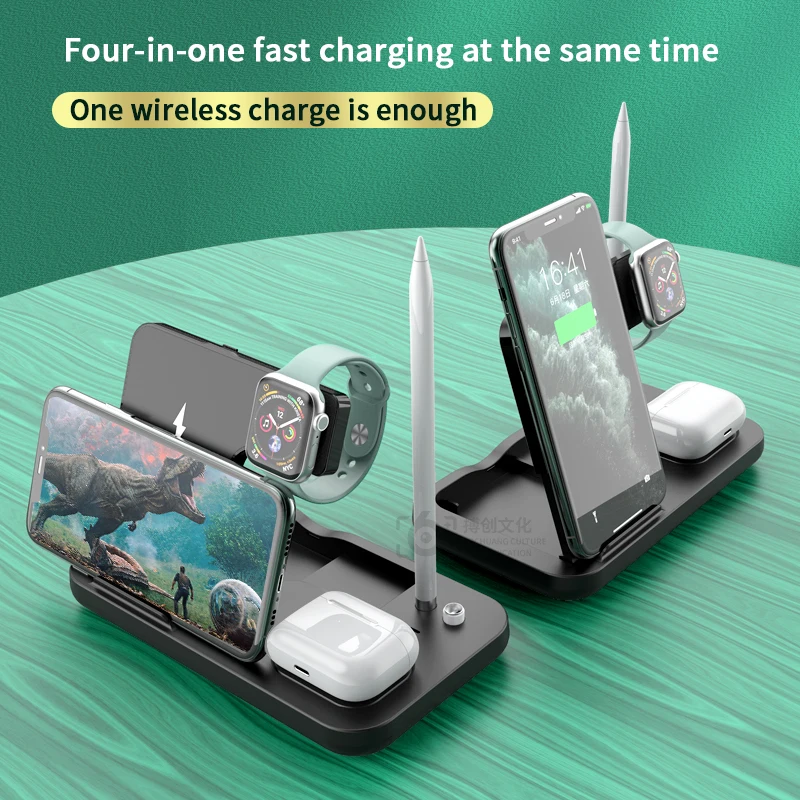 
New Design collapsible magnetic 4 in 1 Fast Wireless Chargeri for iPhone 12/ 11/ 8 series/ XR/ X/ for iWatch For AirPode 2/3 