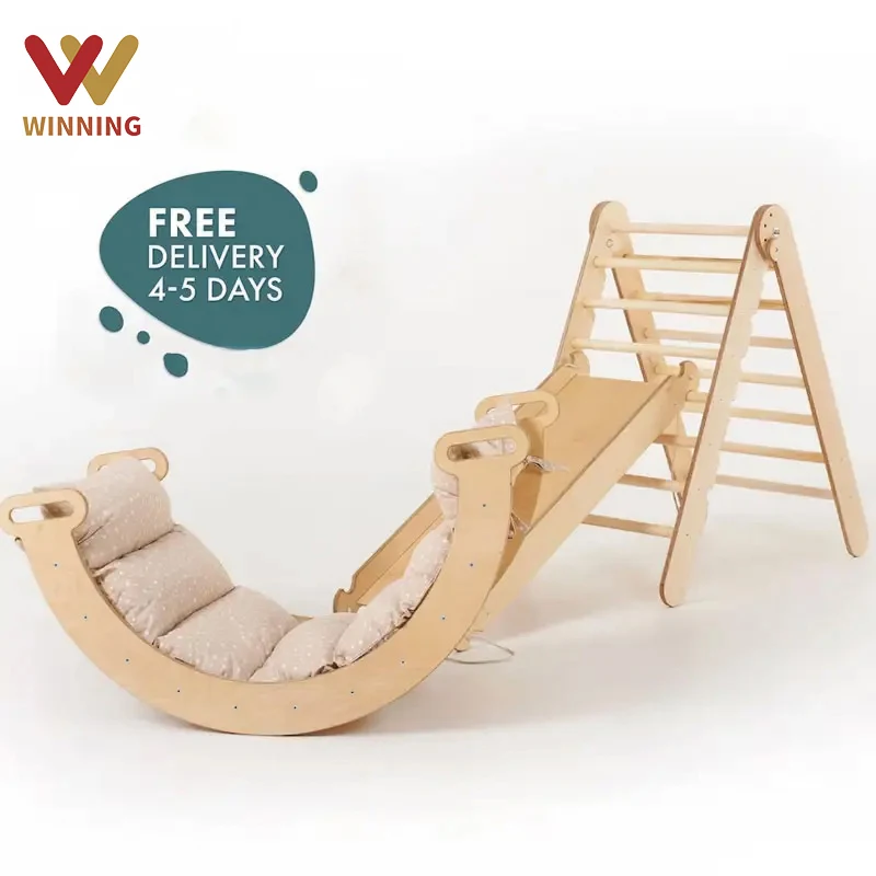 Winning Wooden Climbing Frame Playground Indoor Children Montessori GYM Pickler Triangle Swing Combo Sports Sets