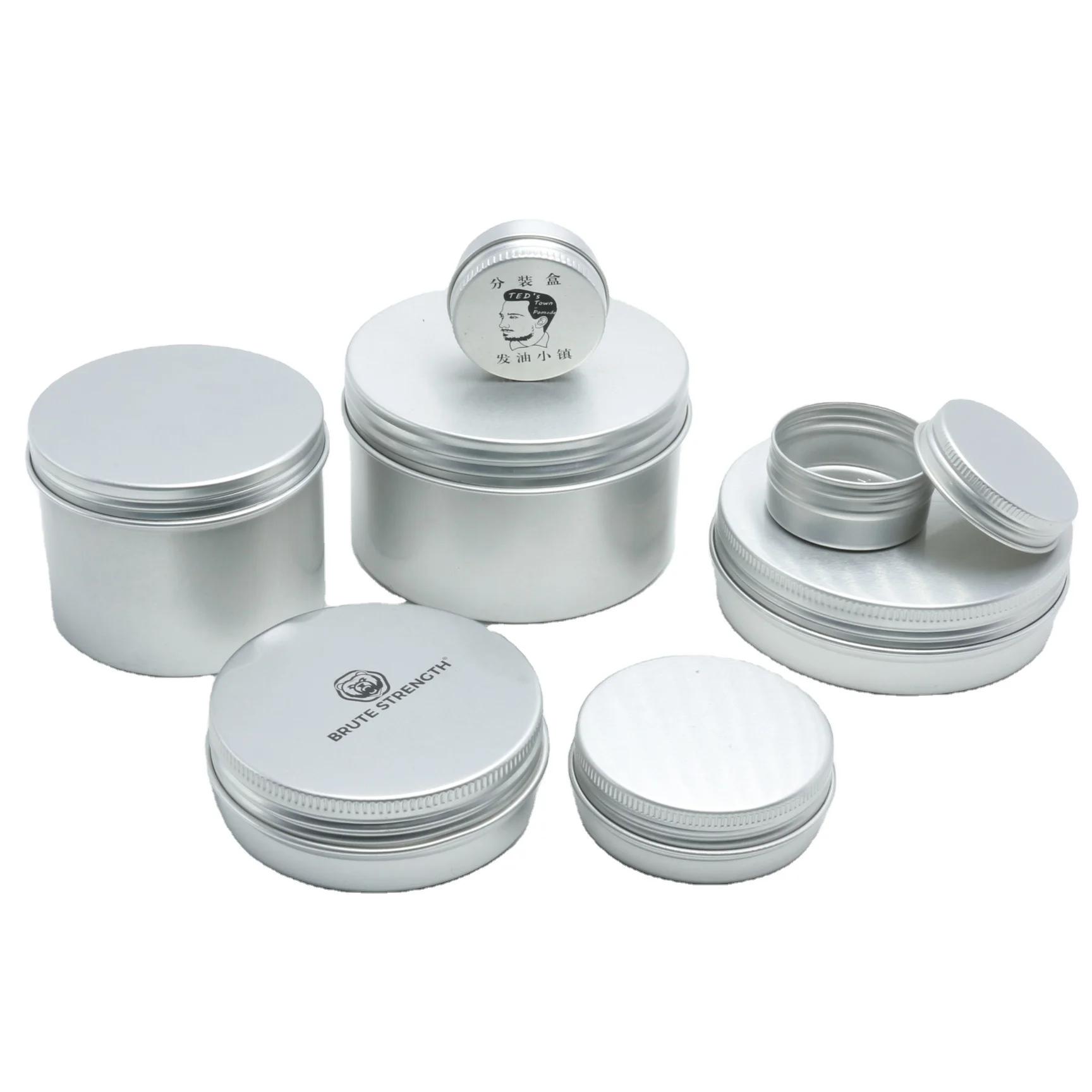 5g 10g 15g 25g 30g 50g 80g 100g 120g 150g 200g 250g 300g 500g Screw top metal can containers empty aluminum jar tin with lids AL