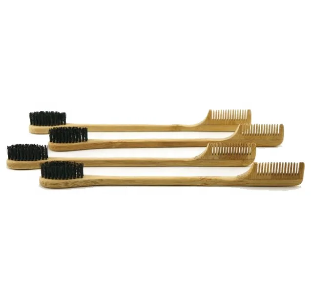 Amazon hot selling Durable Wooden Bamboo Beauty Double Side Brush Custom Logo Vegan Eyebrow