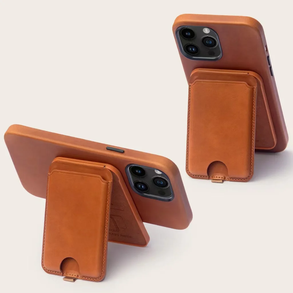 Detachable leather wallet phone case card holder with stand custom magnetic wallet leather card holder