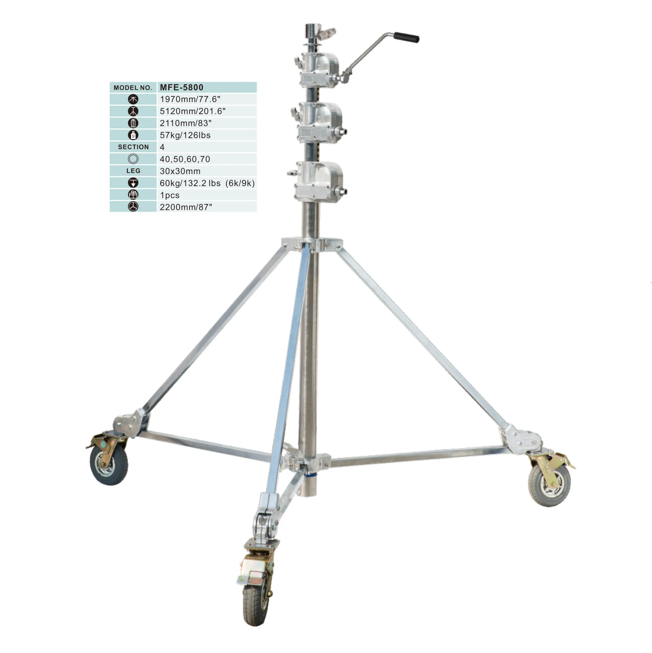 AMFE-5800 Heavy Duty Light Stand Load 60KG Tripod For Film TV Radio Broadcasting Studio Video Photography Supporting Equipment