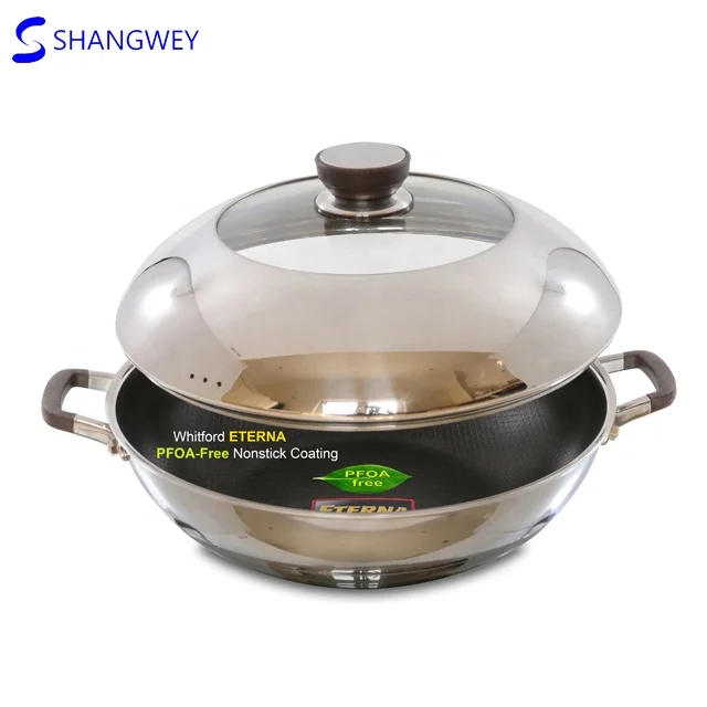 Wholesale Big Wok Pan 12 Inch Flat Induction Bottom Woks With Insulate Handle WOK Silicone Non-Stick Cooking Cookware
