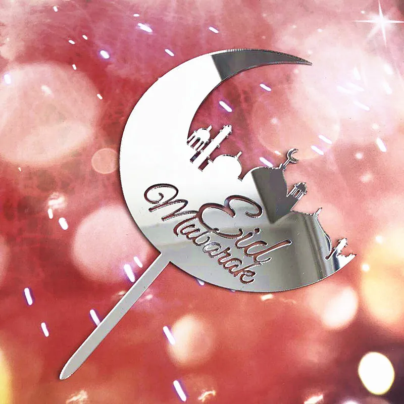 
Acrylic Ramadan Cake Topper Eid Mubarak Cupcake Topper Muslim Eid Baking Baby Shower Decoration Party Favors 