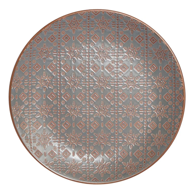 High quality ceramic plate matt glaze printed ceramic Chinese plate