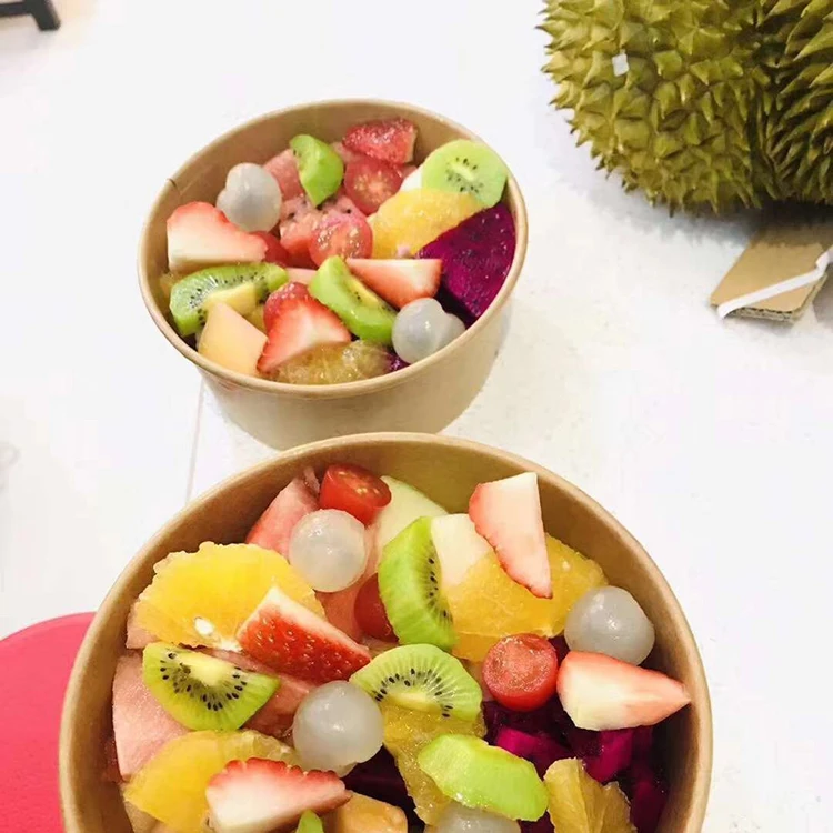 Good Quality 100% Wooden Paper Cups China Paper Coffee Cups 12oz Kraft Paper Soup Cup Salad Disposable Bowls