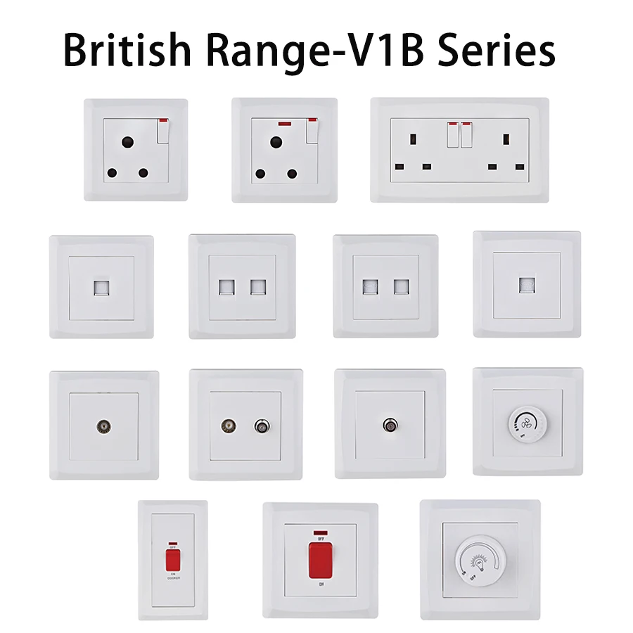Factory Directly Wholesale White British Range Universal Multifunctional Neon Wall Socket Switches And Sockets Electrical