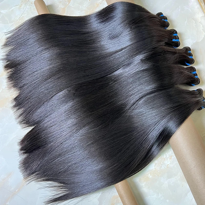 Wholesale Cheap Natural Hair Cuticle Aligned Raw Virgin Indian Double Drawn Bone Straight human hair Bundles