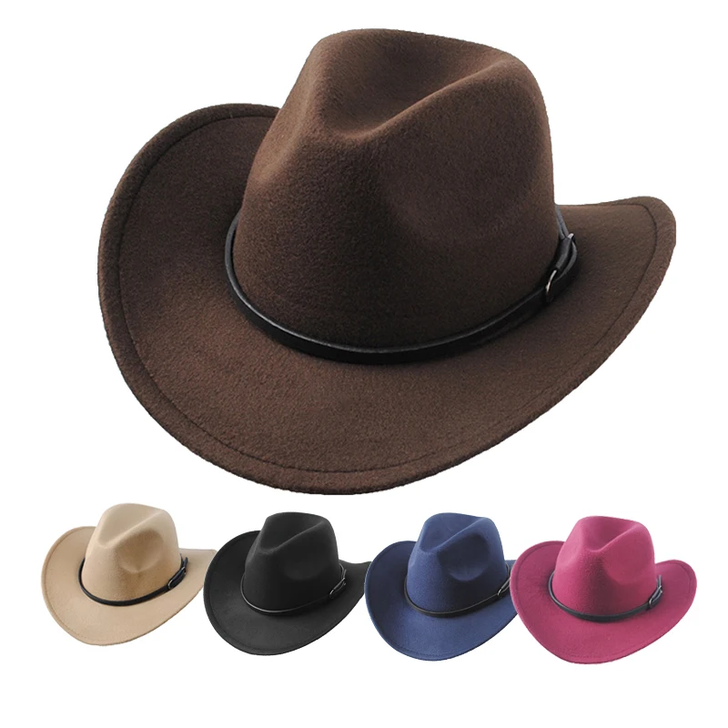 Custom wholesale men blank wide brim felt stetson cowboy hats for western cowboys