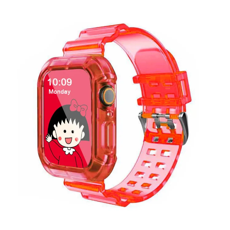 Ремешок силиконовый прозрачный для Apple Watch Series 7 6 5 4 3 2 1, водонепроницаемый браслет для iwatch, 45 мм, 38 40 41 42 44 мм