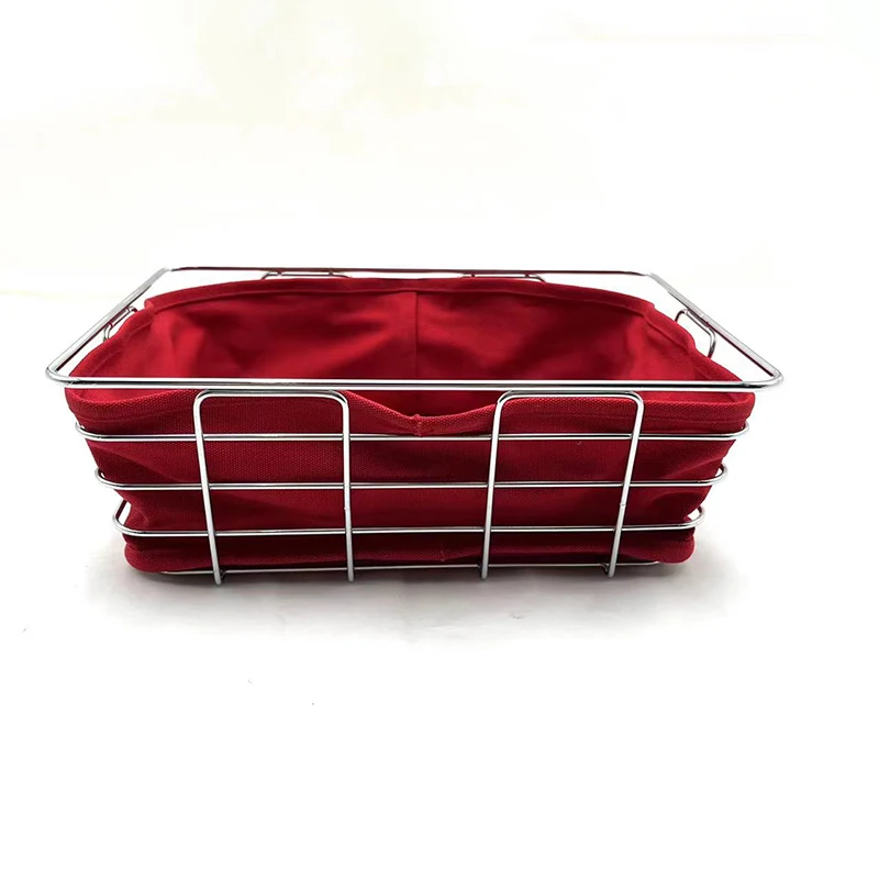 Wire Design Decorative Style  Bread Food Serving Fabric Bag Bread Basket