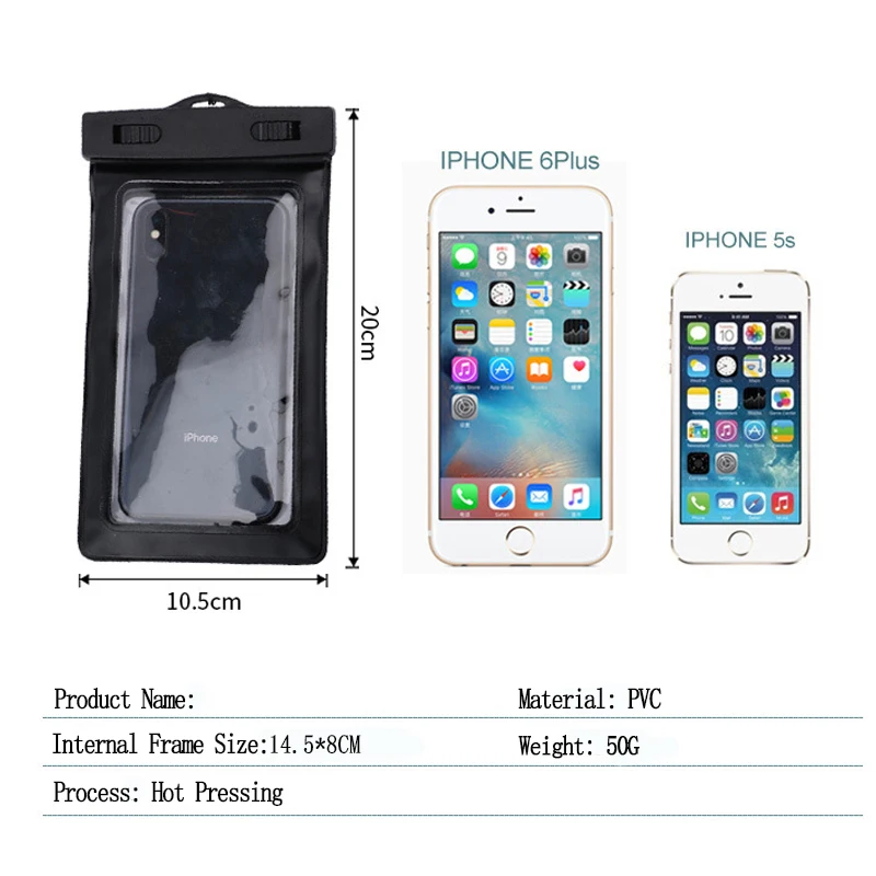 Waterproof Cellphone Case Bag for Swimming Turn Buckle PVC Mobile Phone Case Cover