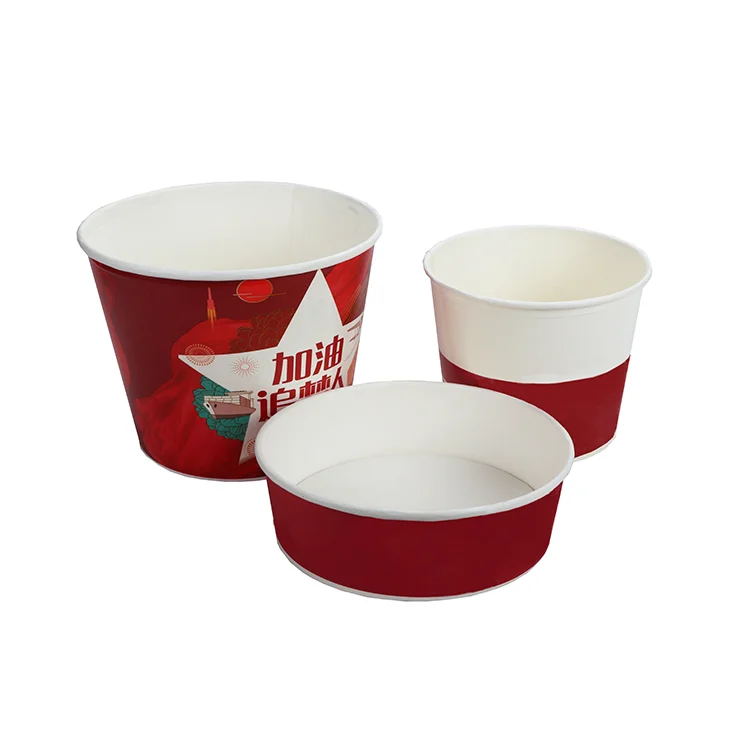 White Paper Fried Chicken Bucket with lid Fast Food Paper Chicken Cup Wholesale