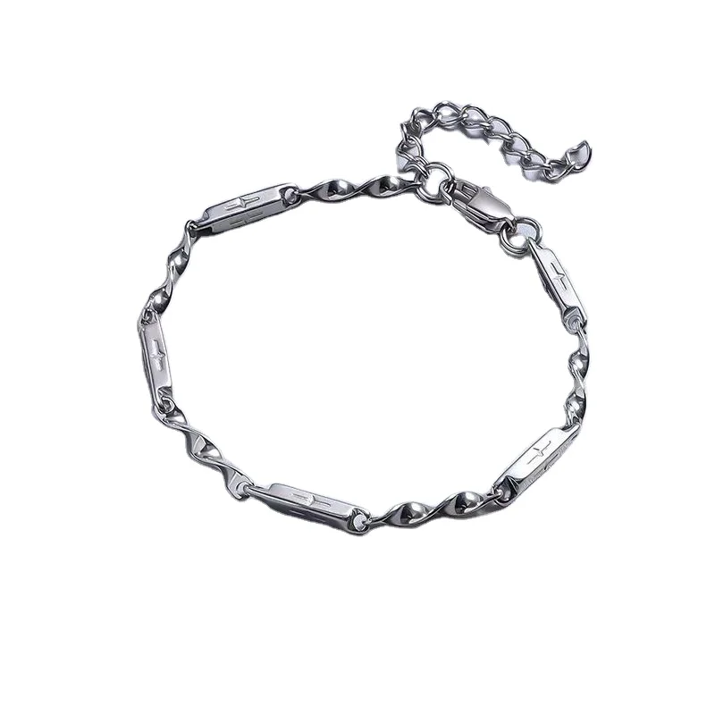 Mobius Loop Stainless Steel Bracelet Simple Titanium Non Fading Lariat Chain Necklace Trendy Jewelry for Couples