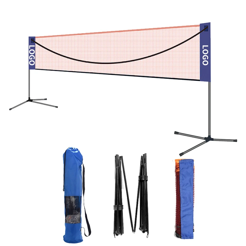 Custom Portable Tennis Badminton Outdoor Indoor Foldable Easy Badminton Net With Stand Badminton Net Pole