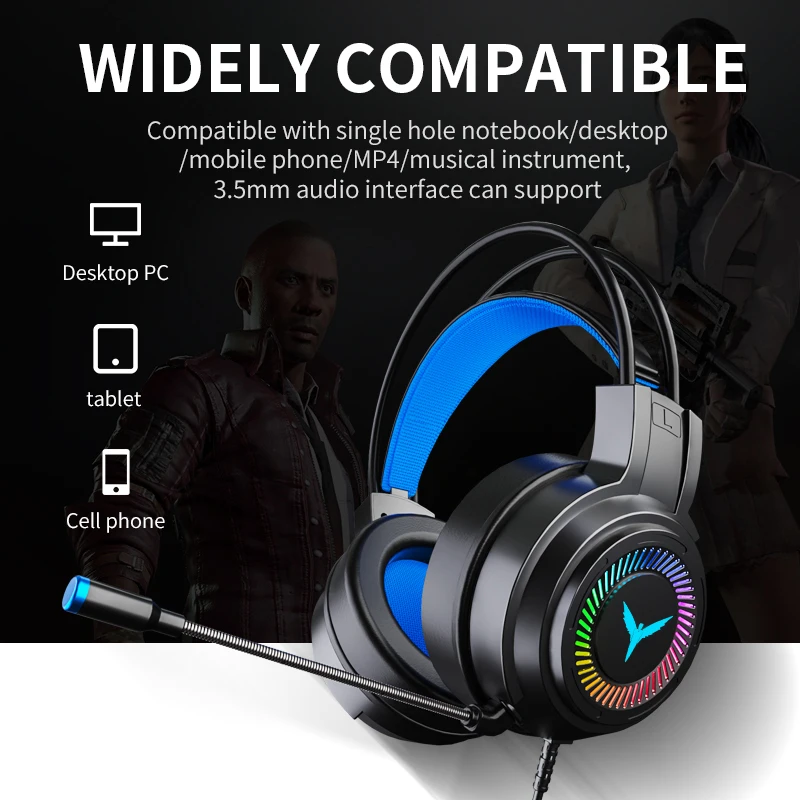 Headset High Quality OEM USB Best RGB Gamer PC Waterproof LED light Gaming Headphones