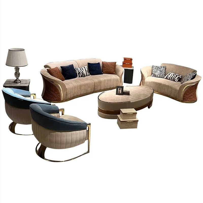 Italian Leather Round Love Seat Sectional Couch Modern Wohnzimmer Luxury Sofas De Sala Nordic Home Living Room Furniture Set